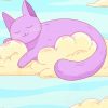 Sleeping Purple Cat paint by number