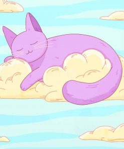 Sleeping Purple Cat paint by number