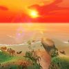 Sunset Desert Island Landscape paint by number