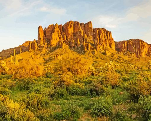 Superstition Mountains Arizona paint by number