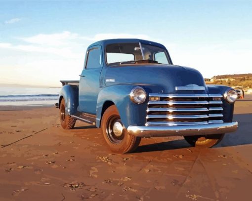 Truck On The Beach paint by number