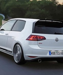 White Vw Golf On Road paint by number