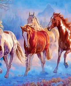 Winter Flock Of Horses paint by number