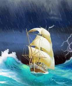 Wonderful Ship In Storms paint by number