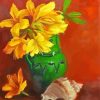 Yellow Azalea Plant Vase paint by number