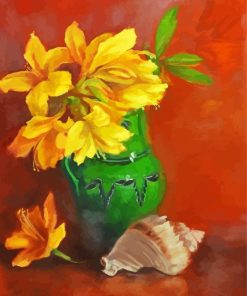 Yellow Azalea Plant Vase paint by number