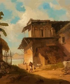 Bengal Village Scene George Chinnery paint by number