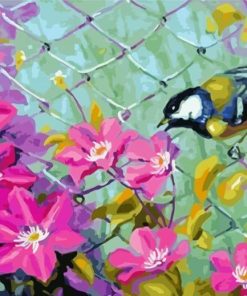 Bird Pink Flower Art Paint By Numbers