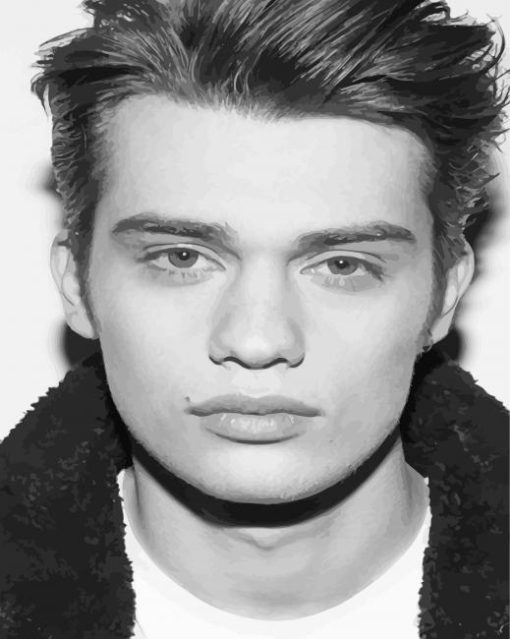 Black And White Handsome Nicholas Galitzine Paint By Numbers