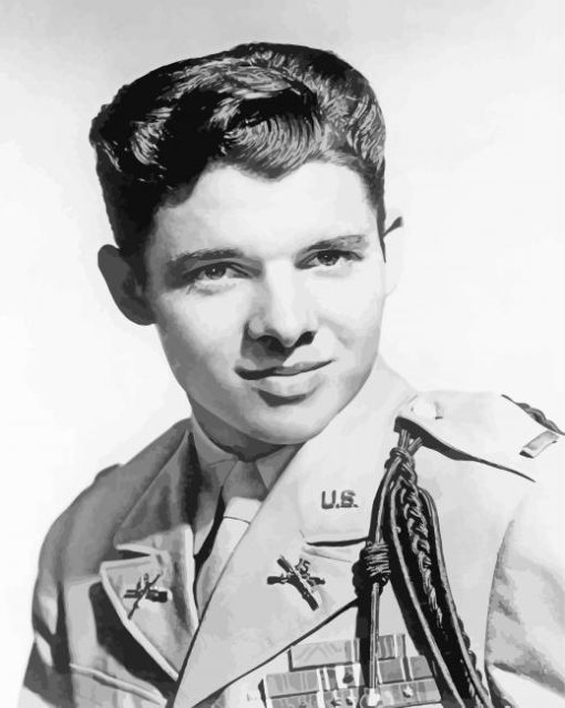 Black And White Soldier Audie Murphy paint by number