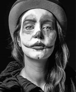 Black And White Sad Girl Clown Paint By Numbers