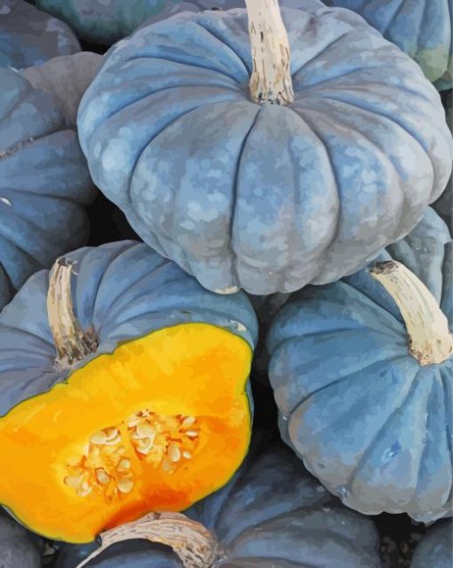 Blue Autumn Pumpkin paint by number