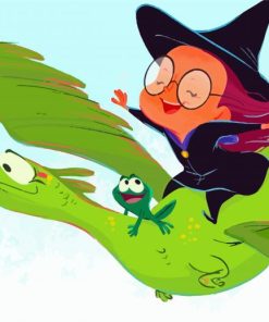 Cartoon Witch And Dragon Paint By Numbers