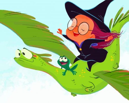 Cartoon Witch And Dragon Paint By Numbers