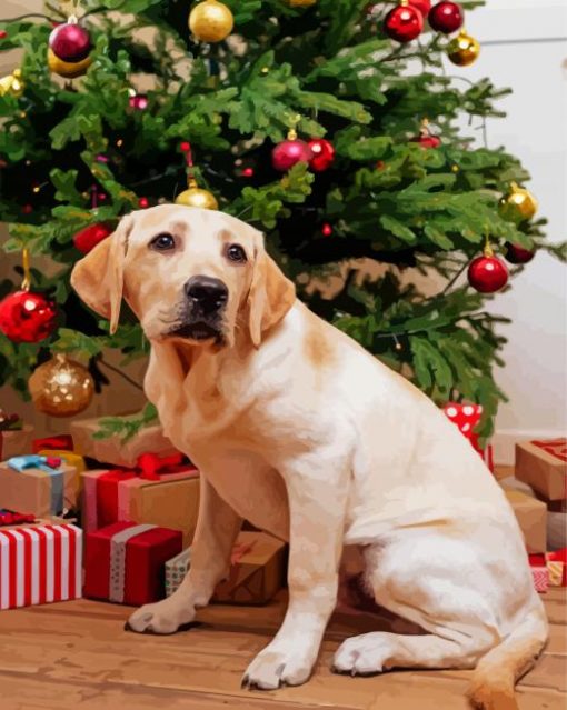 Christmas White Labrador Dog paint by number