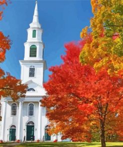 Church Fall Scene paint by number