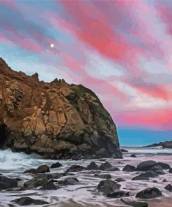 Coast California Red Sky Paint By Numbers