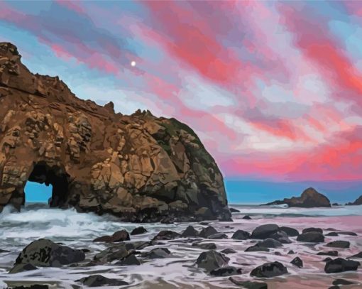 Coast California Red Sky Paint By Numbers