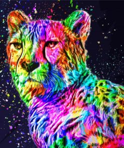 Colorful Cheetah paint by number