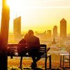 Couple On A Bench Cityscape paint by number