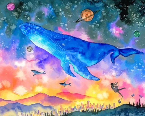 Fantasy Space Whale paint by number