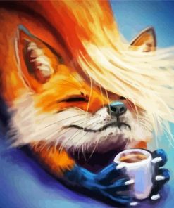 Fox With Coffee Cup Paint By Numbers