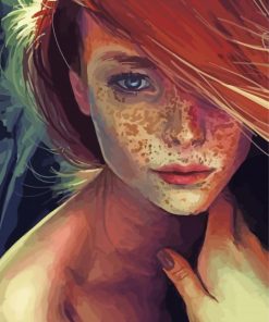 Ginger Girl With Freckles Art Paint By Numbers