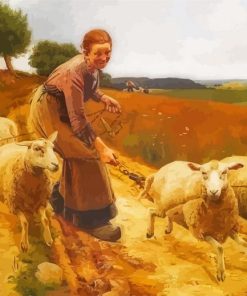 Girl With Sheep Paint By Numbers