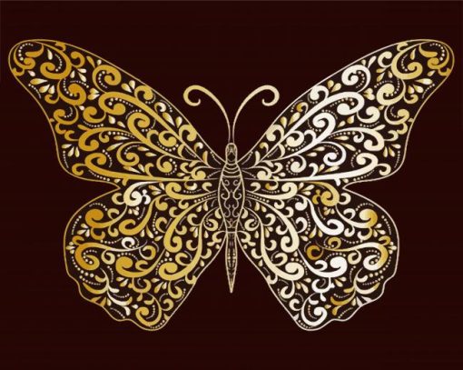 Gold Butterfly Paint By Numbers