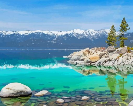 Lake Tahoe Snowy Mountains Paint By Numbers