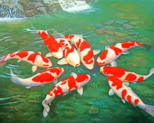 Metallic Koi Fishes paint by number