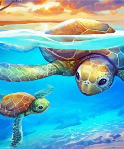 Mother And Baby Sea Turtles Paint By Numbers