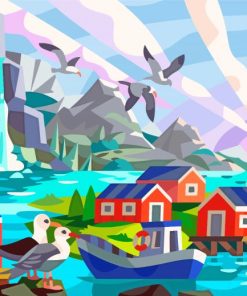 Norwegian Village Art paint by number