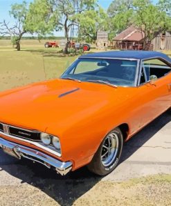 Orange Dodge Coronet paint by number