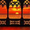 Oriental Balcony Sunset paint by number