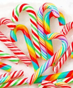 Rainbow Candy Canes Paint By Numbers