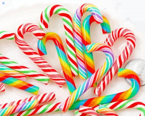 Rainbow Candy Canes Paint By Numbers