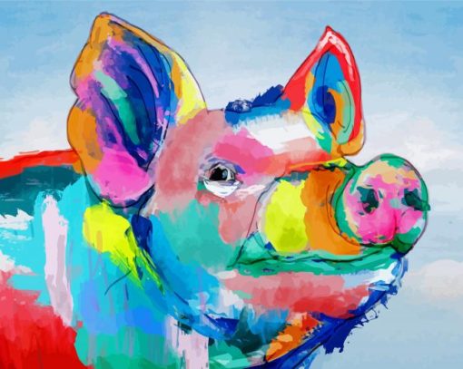 Rainbow Colorful Pig paint by number