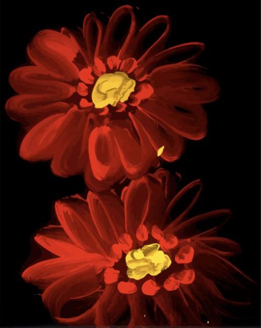 Red Gerbera Daisy Flowers Paint By Numbers