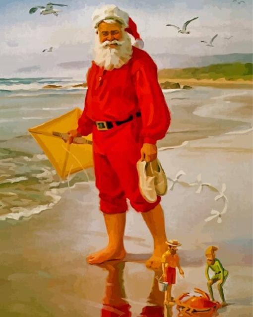 Santa Claus In Beach Paint By Numbers