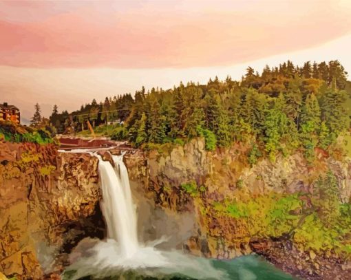 Snoqualmie Falls Landscape paint by number