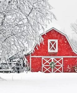 Snow Barn Art Paint By Numbers