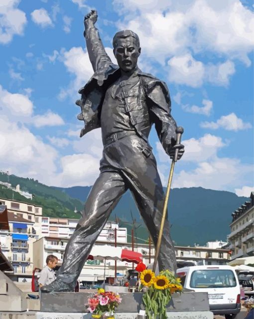 Statue Of Freddie Mercury In Montreux paint by number