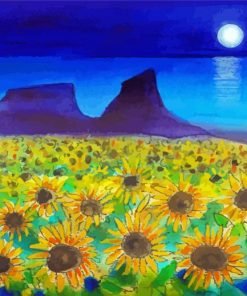 Sunflower Landscape Night Paint By Numbers