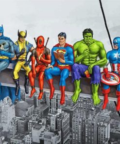 The Marvel Superheroes On Skyscraper Paint By Numbers