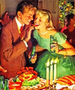 Vintage Christmas Dinner Party paint by number