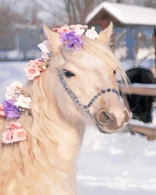 Welsh Pony With Flowers Paint By Numbers