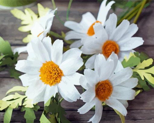 White Paper Daisies paint by number