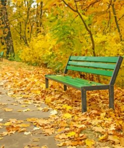 Autumn Fall Season Park Bench paint by number