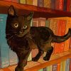 Black Cat Bookcase Art paint by number